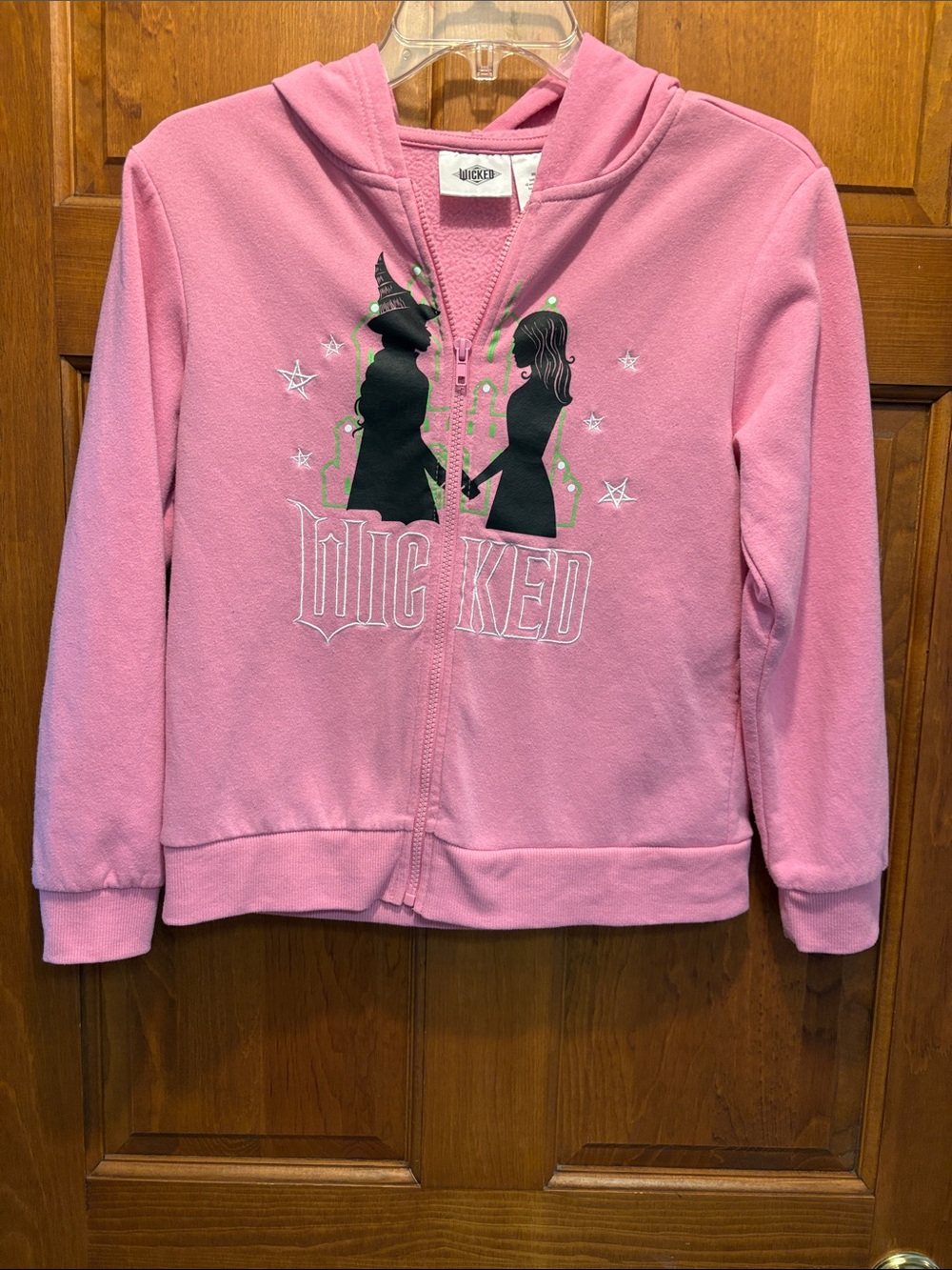 Wicked themed Pink Girls' Hooded Zip-Up Sweatshirt